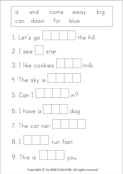 Sight Words Sentences